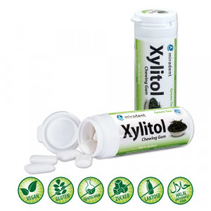 Produktbild von MIRADENT Xylitol Chewing Gum grüner Tee