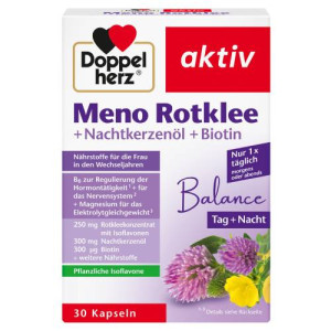 Produktbild von DOPPELHERZ Meno Rotklee+Nachtkerzenöl+Biotin Kaps.