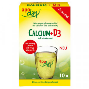 Produktbild von APODAY Calcium+D3 Zitrone-Limette zuckerfrei Pulv.