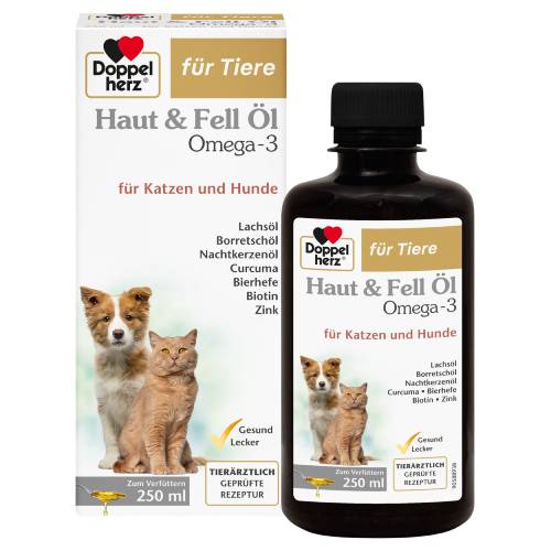 DOPPELHERZ für Tiere Haut&Fell Öl f.Hunde/Katzen